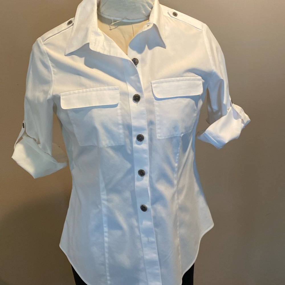 White safari cotton blouse